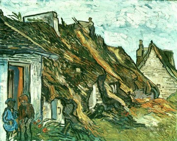 Cottage Oil Painting - Thatched Cottages in Chaponval Auvers sur Oise Vincent van Gogh